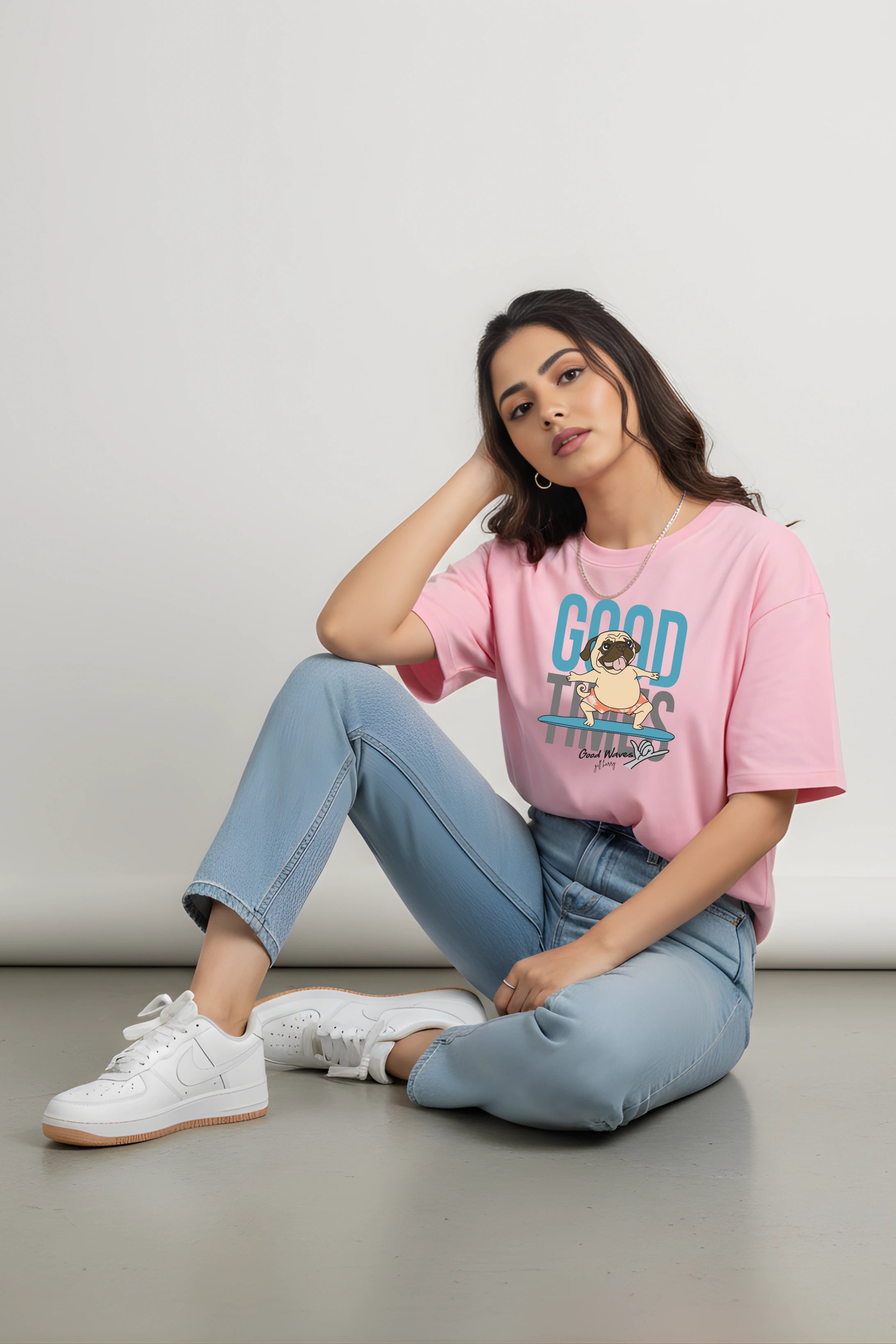 Good Vibes Pug Tee – Unisex Oversized Cotton | Gill Harry