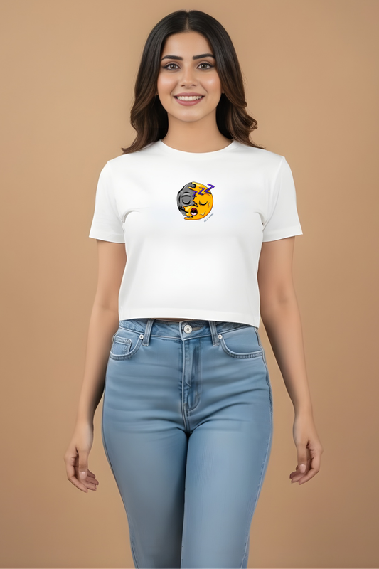 ZZZ Emoji Crop Tee – Soft Cotton | Gill Harry