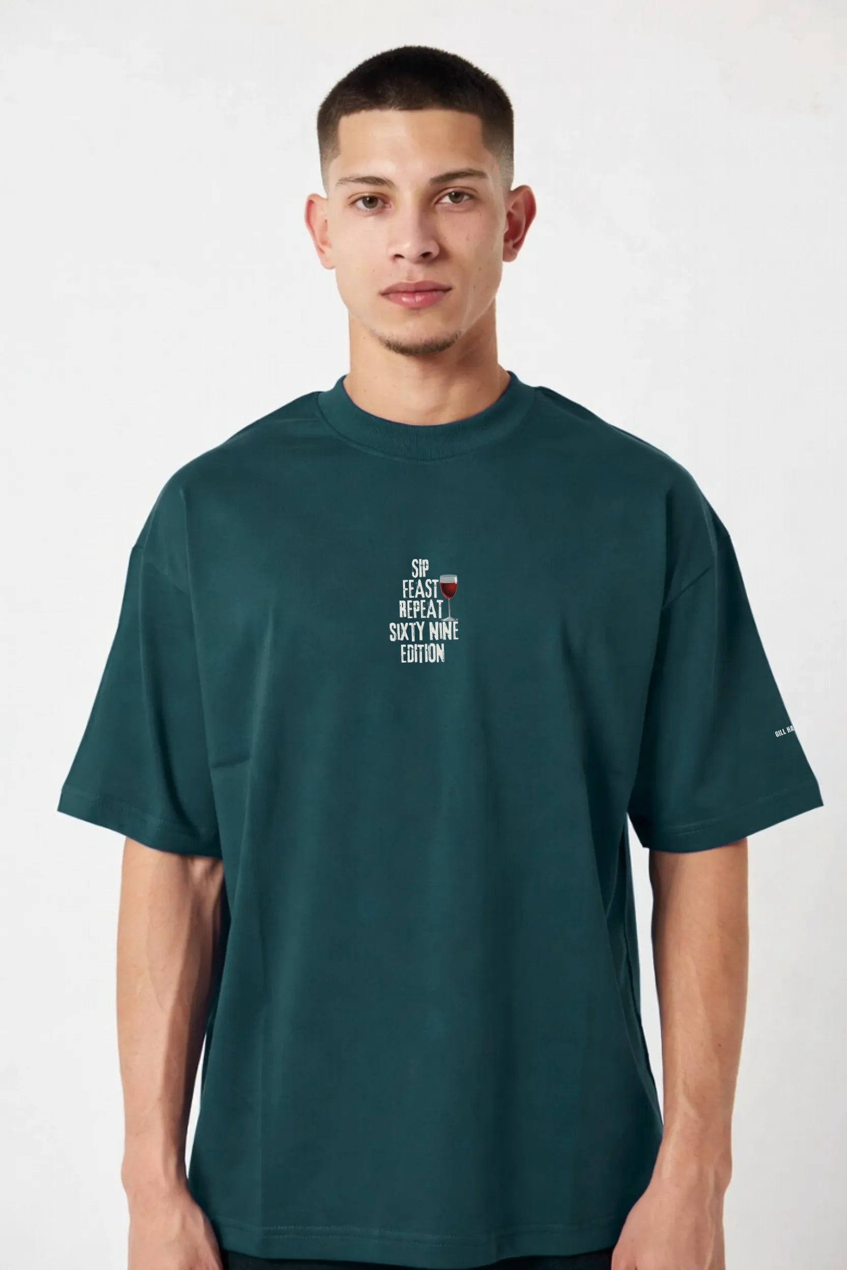 Sip Feast Repeat Tee – 240 GSM Unisex Oversized Cotton | Gill Harry