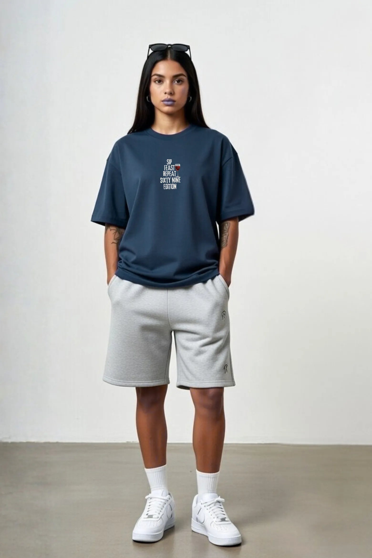 Sip Feast Repeat Tee – 240 GSM Unisex Oversized Cotton | Gill Harry
