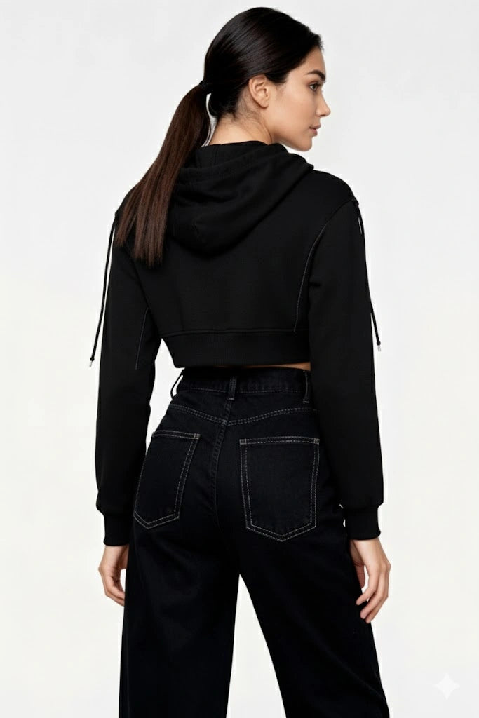 Good or Bad, Just Be” Embroidery Cropped Hoodie – Women’s Crop | Gill Harry